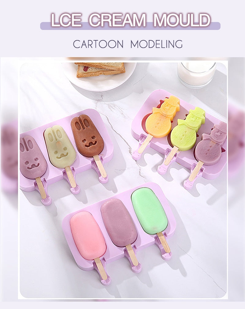 Homemade Silicone Cartoon Cute Ice Pop Molds Popsicle Molds Ice Trays Ice  Cream Maker Frozen Holder